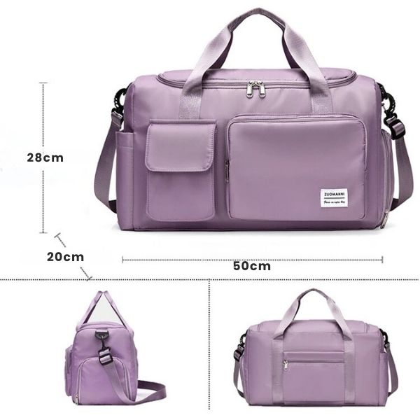 sac de voyage femme - sac de voyage - sac de voyage bandoulière - sac de voyage femme bandoulière - sac de voyage avec compartiment chaussures - sac bandoulière - sac de voyage cabine - sac de voyage avion - sac bagages à main - VoyagerZen -