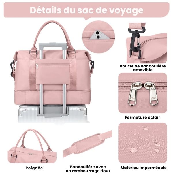 sac de voyage - sac de voyage femme - sac de voyage avec compartiment a chaussures - sac de voyage avion - sac de voyage cabine -