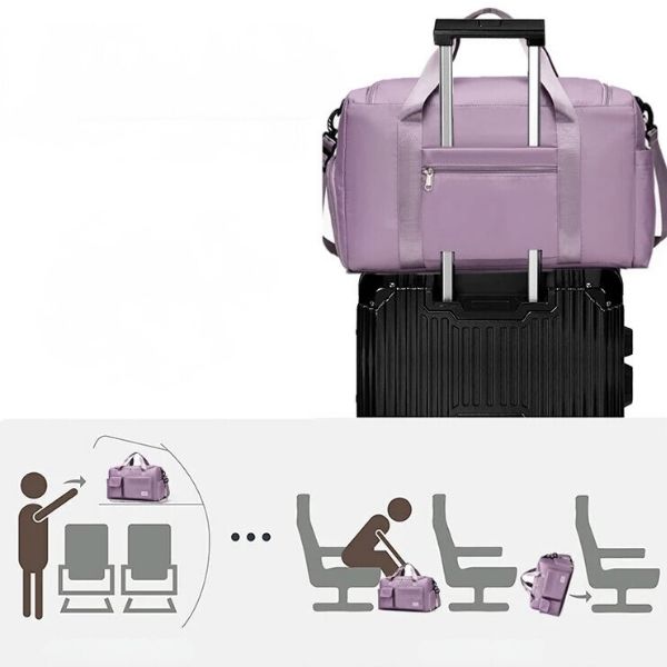 sac de voyage femme - sac de voyage - sac de voyage bandoulière - sac de voyage femme bandoulière - sac de voyage avec compartiment chaussures - sac bandoulière - sac de voyage cabine - sac de voyage avion - sac bagages à main - VoyagerZen -