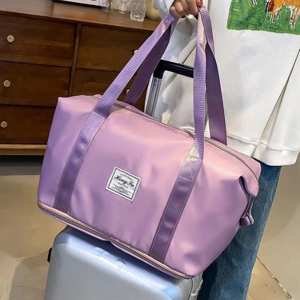 Sac De Voyage Pliable En Nylon Imperméable - 41x22x40 Cm, Sac Sport, Weekend, Pour Avion, Violet
