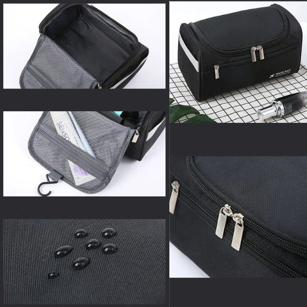 trousse de toilette - trousse de toilette de voyage - trousse de toilette voyage - trousse de toilette femme - trousse de toilette homme - tousse de toilette avion - tousse de toilette cabine - trousse de toilette imperméable - trousse de toilette coton - trousse de maquillage cuir PU - trousse maquillage de voyage - trousse de maquillage PVC - trousse kit de rasage - VoyagerZen -