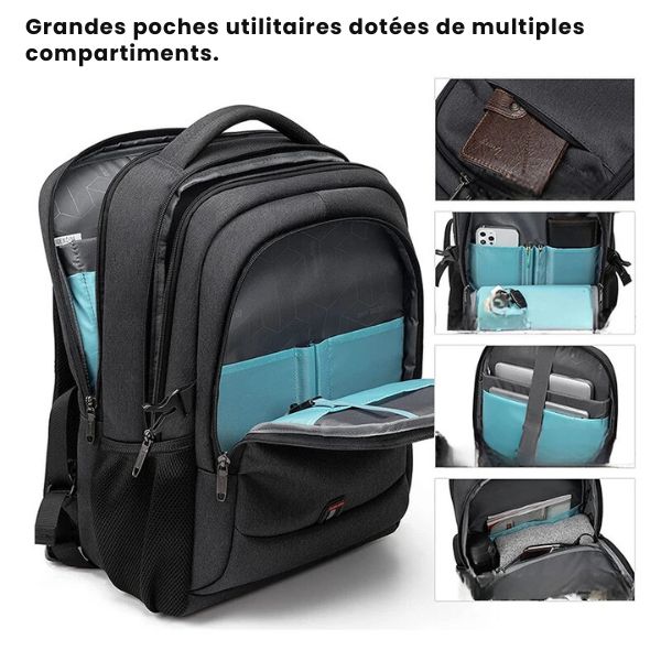 sac a dos de voyage homme - sac de voyage homme - sac a dos ordinateur portable - sac a dos pc portable - sac a dos cabine - sac a dos avion - sac a dos port usb - sac a dos plusieurs compartiment - VoyagerZen -