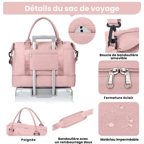 sac de voyage - sac de voyage femme - sac de voyage avec compartiment a chaussures - sac de voyage avion - sac de voyage cabine -