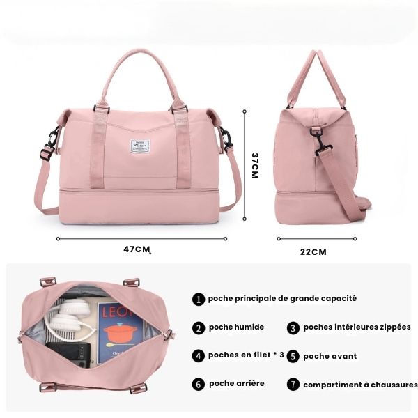 sac de voyage - sac de voyage femme - sac de voyage avec compartiment a chaussures - sac de voyage avion - sac de voyage cabine -