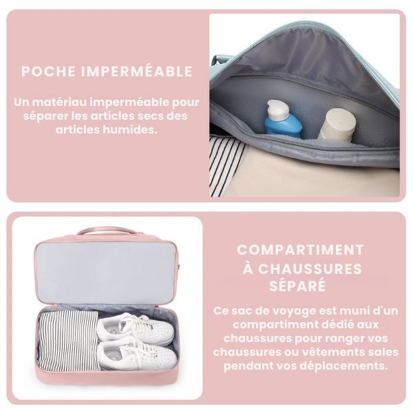 sac de voyage - sac de voyage femme - sac de voyage avec compartiment a chaussures - sac de voyage avion - sac de voyage cabine -