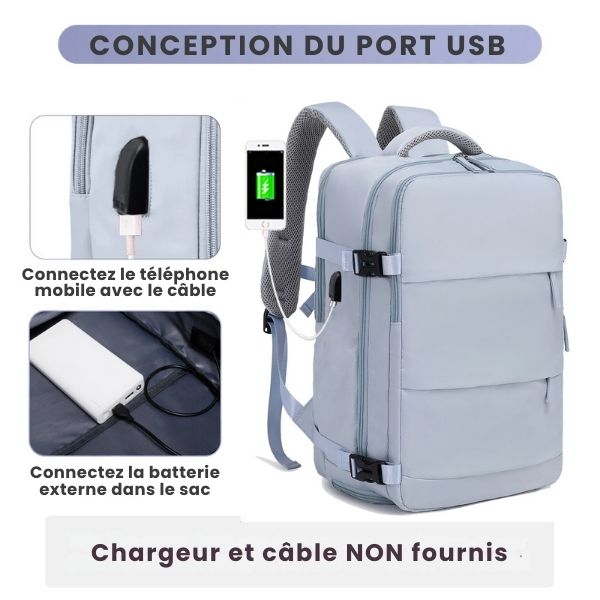 sac a dos de voyage - sac a dos - sac a dos femme - sac a dos homme - sac a dos port usb - sac a dos compartiment chaussure - sac a dos multiple compartiment - sac a dos imperméable - 